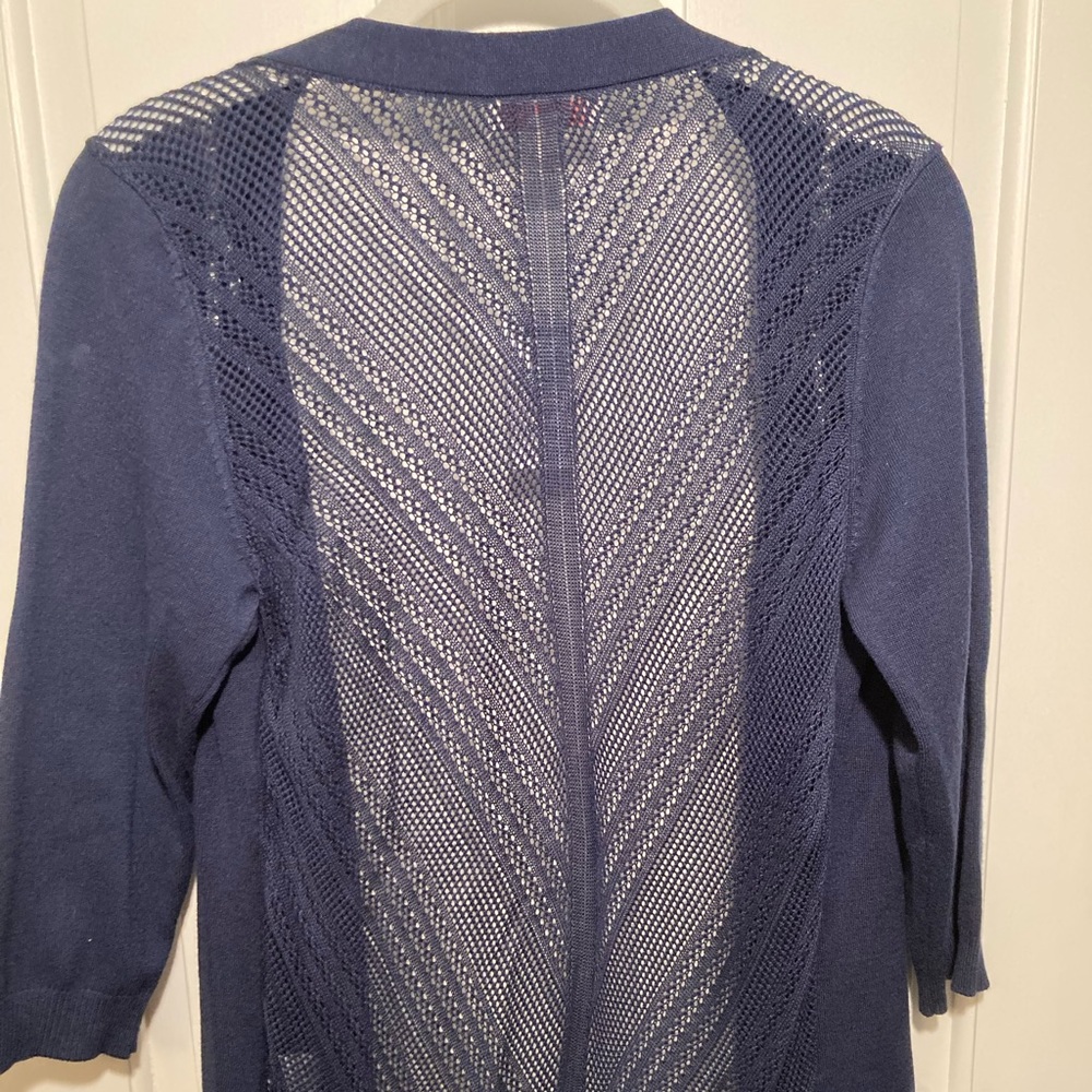 NWT Navy Blue Cardigan Sweater Womens Medium Petite Dress Barn - Picture 5 of 11
